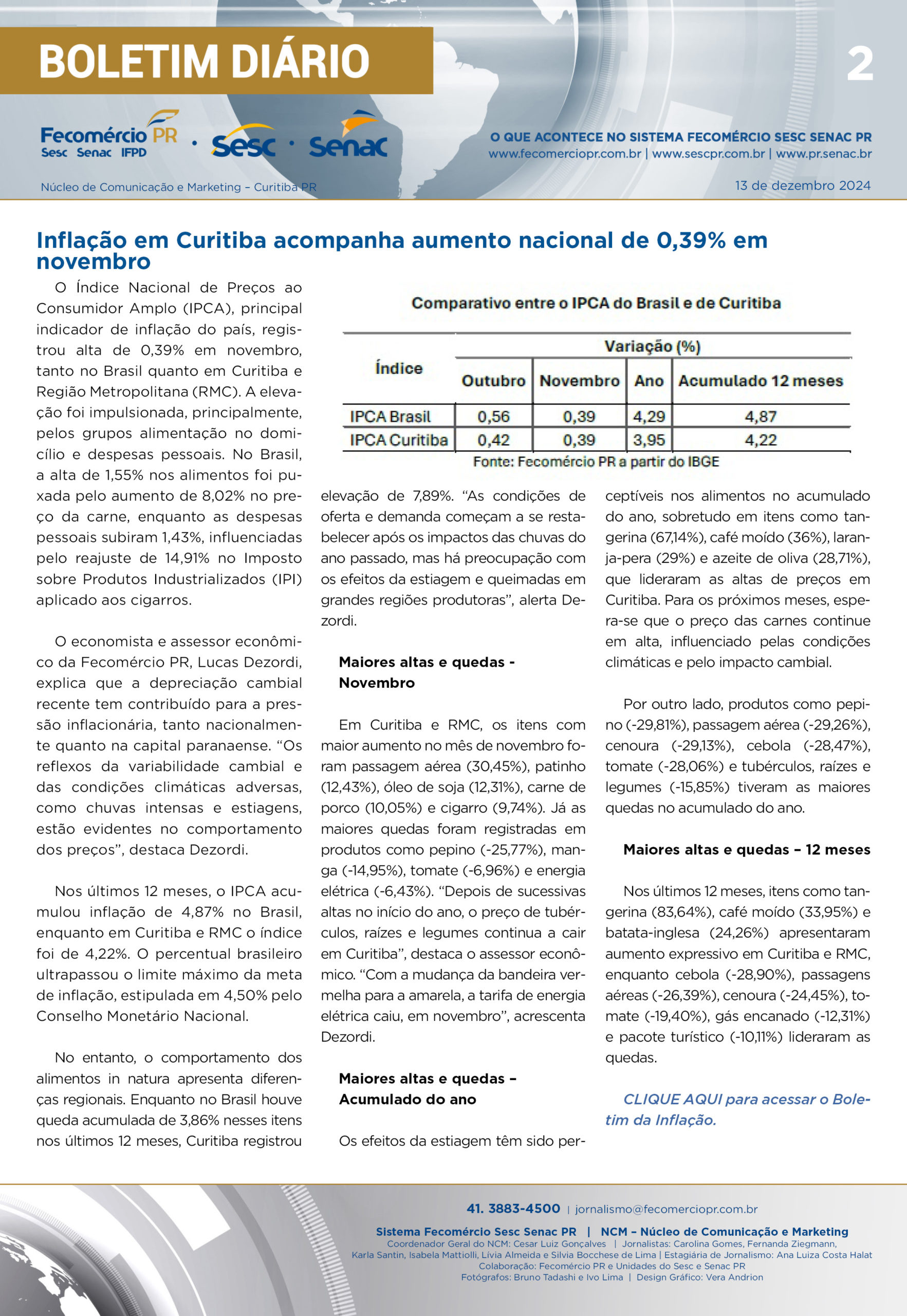 Boletim Diário – 13/12/2024 - 13/12/2024 | Fecomércio