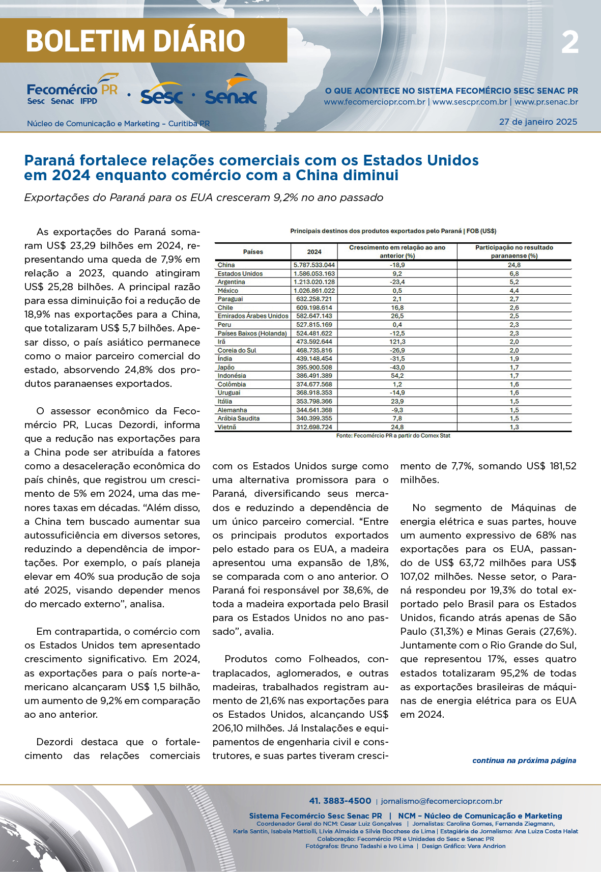 Boletim Diário – 27/01/2025 - 27/01/2025 | Fecomércio